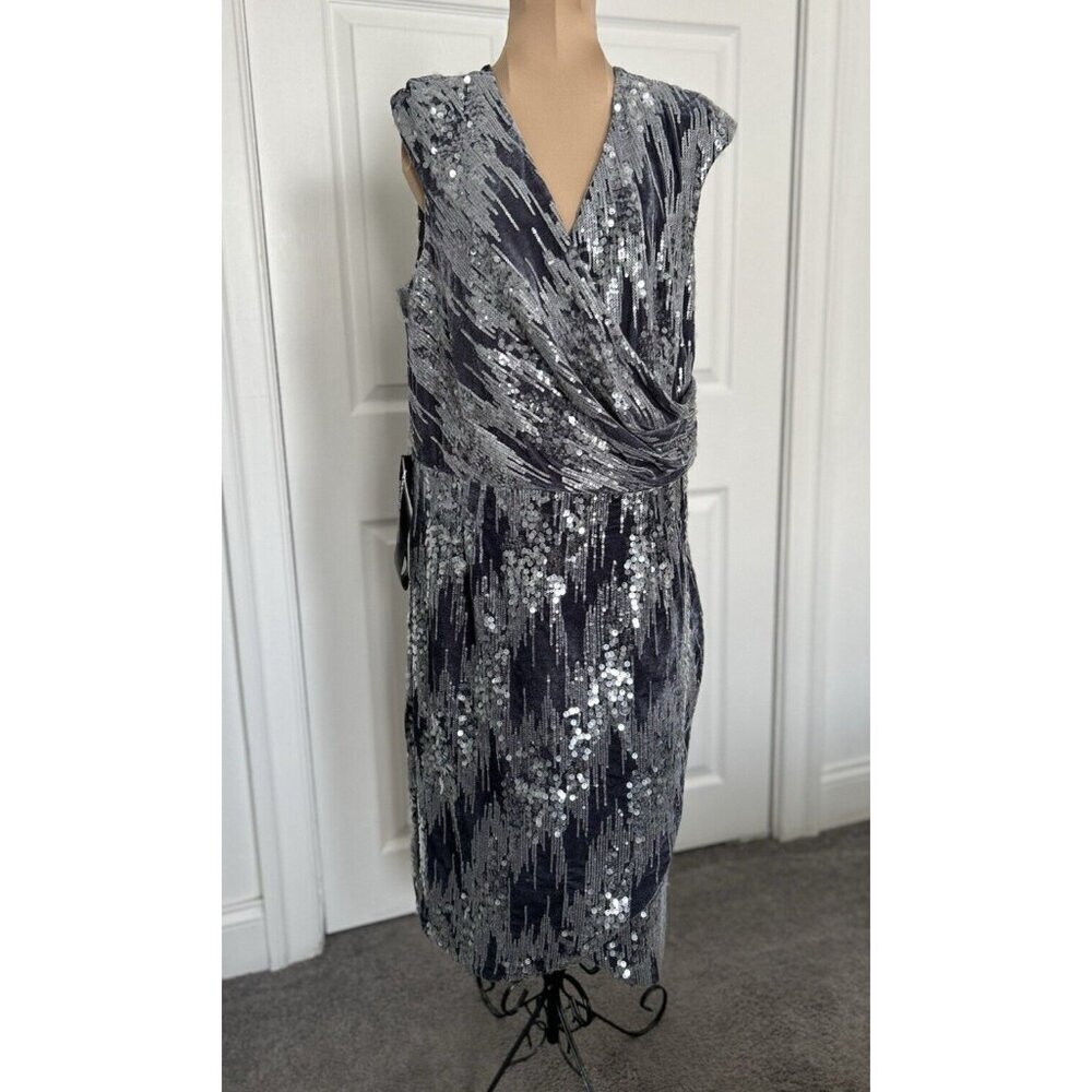 Js Collections June Sequin Velvet Faux Wrap Cockt… - image 7